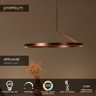 Lucide APPLAUSE - Pendant light - Ø 60 cm - LED Dim. - CCT - 1x32W 2700K/4000K - Hand Wave Sensor - Coffee - Premium